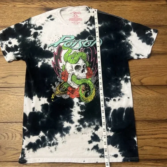 Poison Band Tye Die Skull Snake Short Sleeve Graphic Tee T-Shirt Men’s Medium - Picture 1 of 9